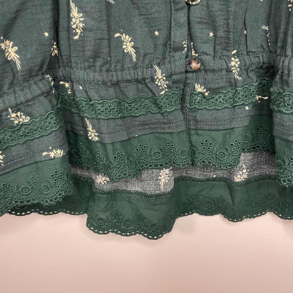 Toad & Co Organic Cotton Green Floral Tank Top Size L Vacation - Picture 5 of 8